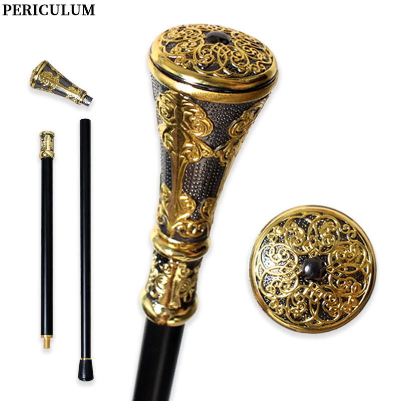 Detachable Cosplay Prop - ไม้เท้าแกะสลักลายดอกไม้สีดำทองสไตล์วิคตอเรียนพร้อมด้ามจับถอดได้ สำหรับผู้ชายและผู้หญิง ใช้เป็นอุปกรณ์คอสเพลย์
