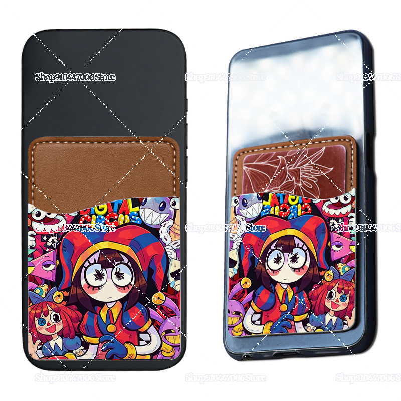 Cosplay Prop Business - สติกเกอร์ติดหลังโทรศัพท์มือถือลายการ์ตูน The Amazing Circus พร้อมช่องใส่บัตรธุรกิจ กระเป๋าใส่บัตรบางเฉียบ