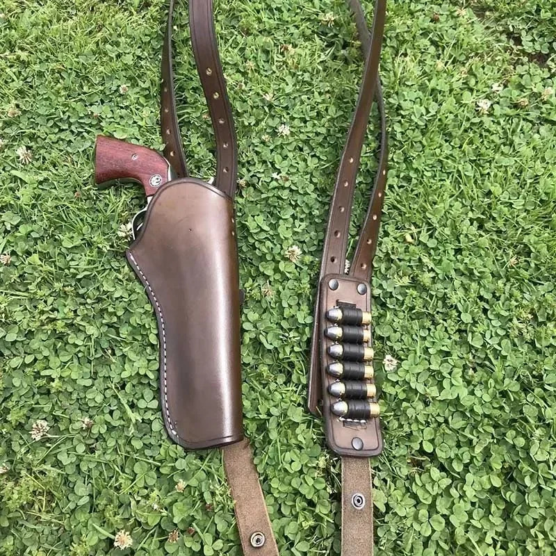 Cosplay Prop Pistol - ซองปืนหนัง PU สำหรับคอสเพลย์ยุคกลางในวันฮาโลวีน ใส่กระสุนได้ 6 นิ้ว