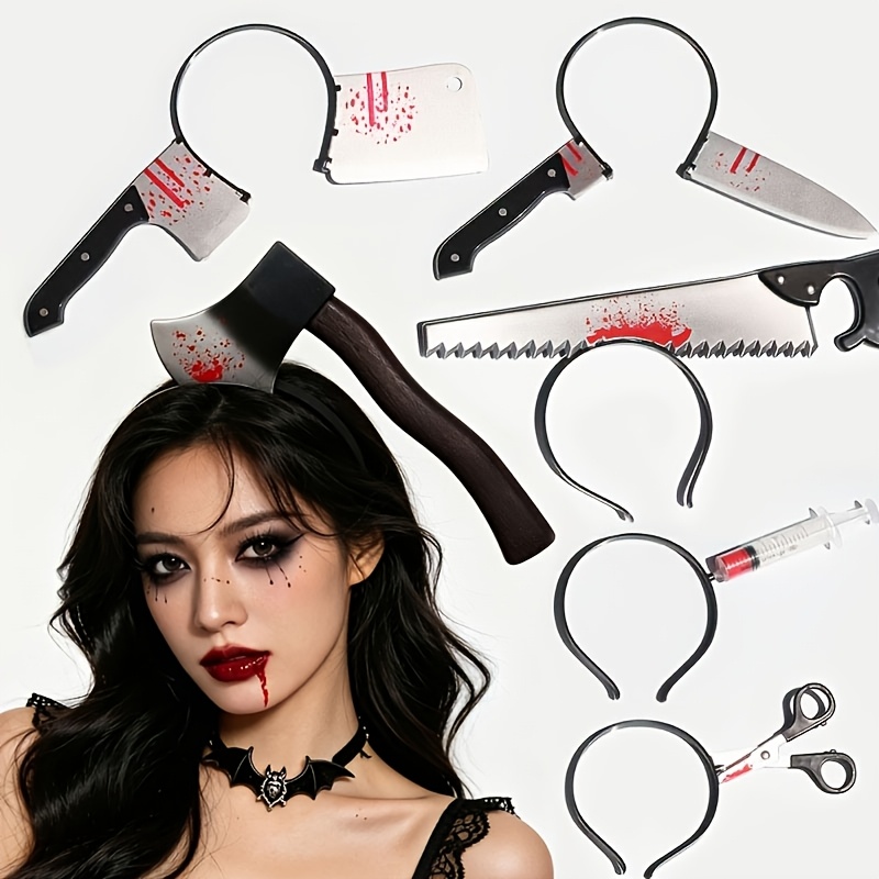 Cosplay Prop Knife - อุปกรณ์ตกแต่งฮาโลวีน ขวานเลือดปลอม เลื่อย มีด ที่คาดผม อุปกรณ์แกล้ง