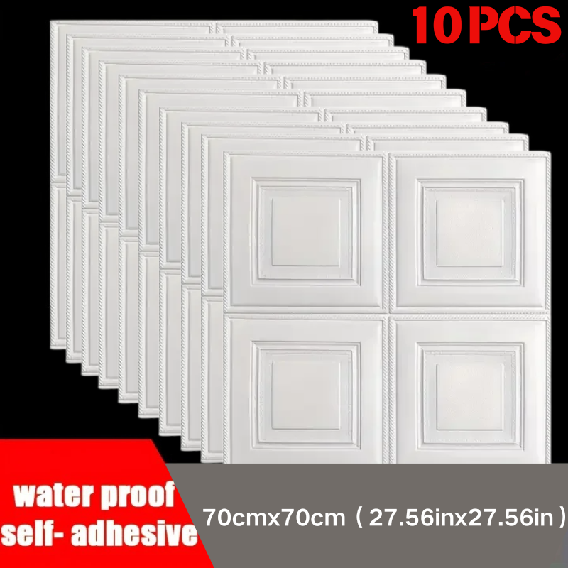 Eva Foam Sheet - วอลเปเปอร์กันกระแทกกันน้ำขนาด 70*70 ซม. สติ๊กเกอร์ติดผนังแบบมีกาวในตัว แผ่นโฟมสำหรับตกแต่งเพดาน ห้องครัว
