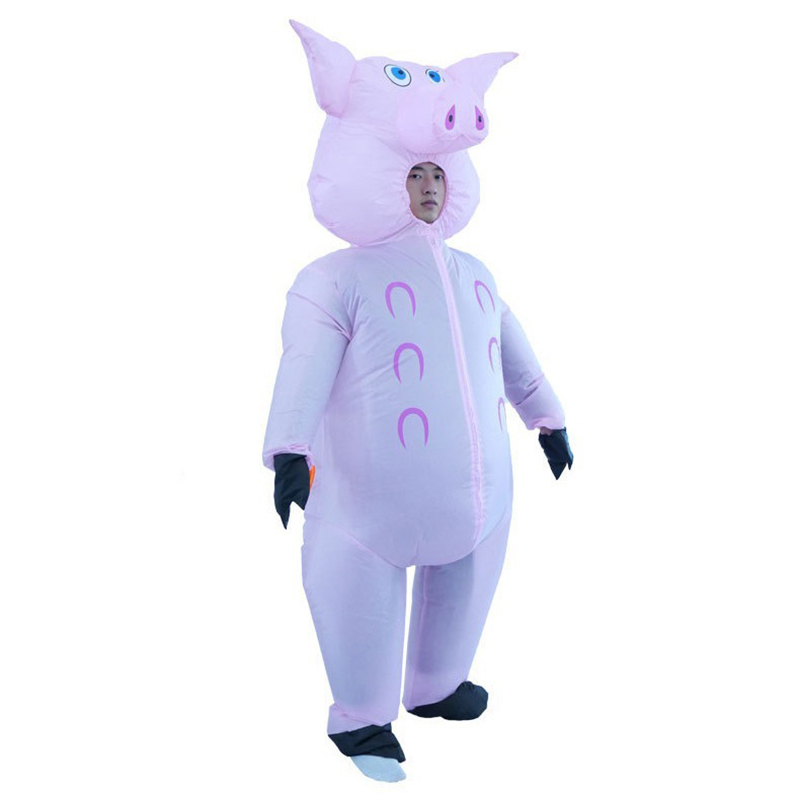 Cosplay Prop Business - ชุดหมูสีชมพูแบบเป่าลม สำหรับกิจกรรมทางธุรกิจ เกมส์พ่อแม่ลูก ชุดแสดงโชว์ อุปกรณ์ประกอบฉาก คอสเพลย์สัตว์
